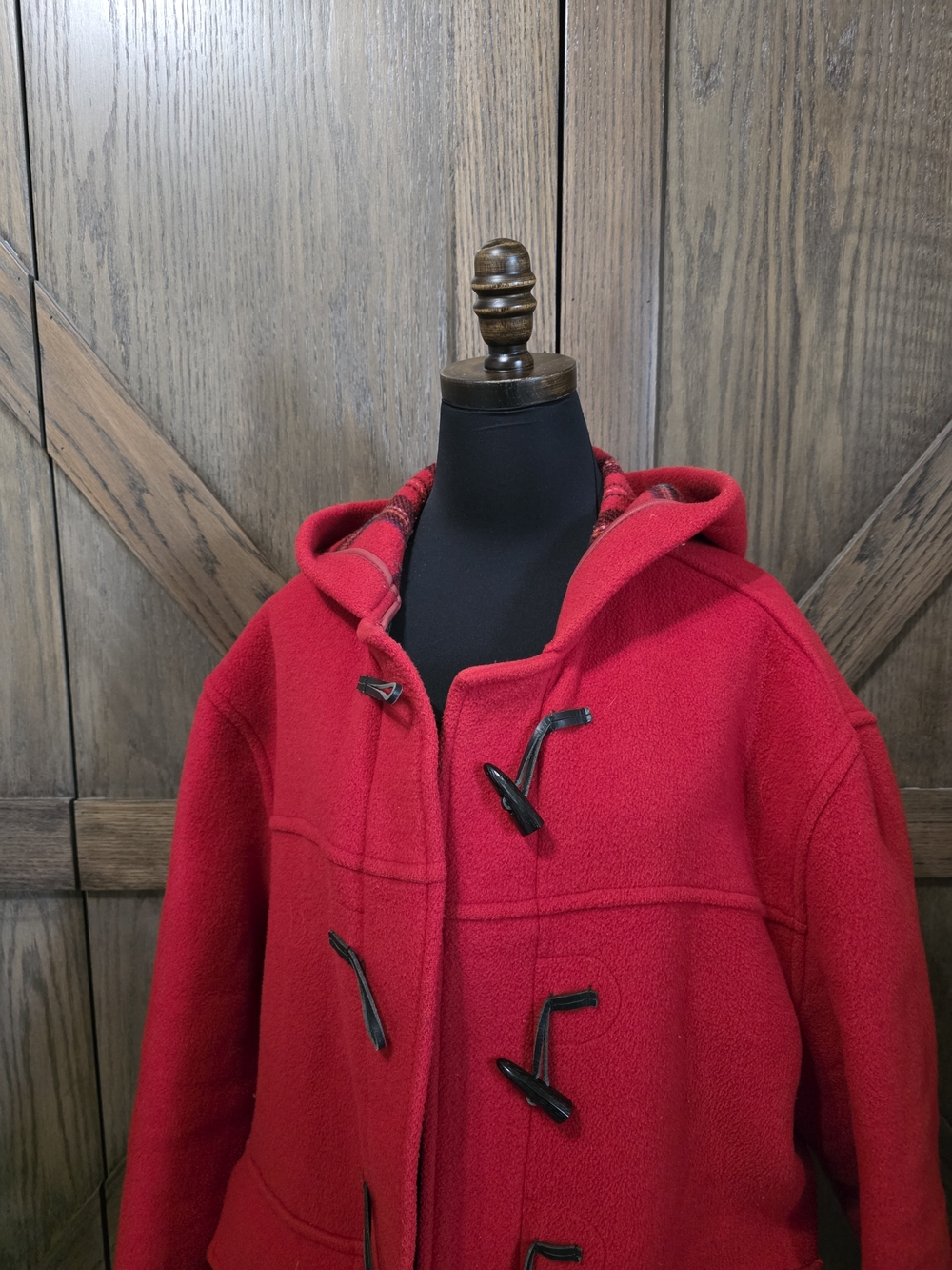 Burberry Red Hooded Toggle Pea Coat - Picture 7 of 7